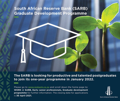 South African Reserve Bank (SARB) Graduate Development Programme 2027 for young South Africans.