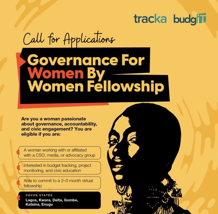 The Tracka-BudgIT Governance for Women By Women Fellowship 2026 for emerging women leaders.